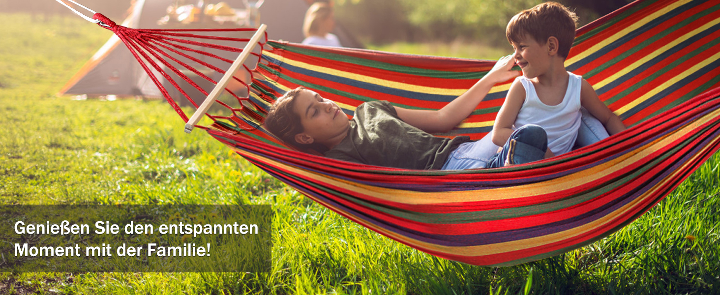 Гамак для відпочинку MOSFiATA на відкритому повітрі: кемпінг, балкон, сад. З дерев'яною перекладиною та сумкою. Червоний