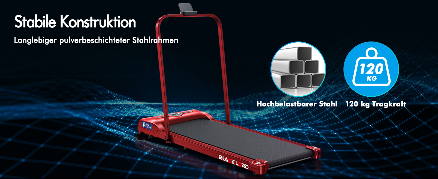 Інтелектуальний килимок для ходьби BLACK LORD SL9H - 2-в-1 для дому та офісу, з пульт та моніторингом даних, червоний (з ручками)