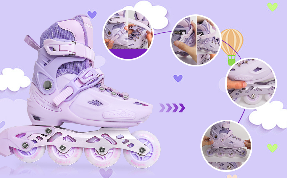 Дитячі ролики Kinder для дівчаток, регульовані, 4 розміри, для занять в приміщенні та на вулиці