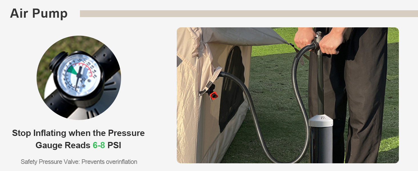 Надувний кемпінговий намет Glamping для 2/4/6/8 осіб 2025: швидкий монтаж, захист від дощу та москітної сітки, коричневий/бежевий