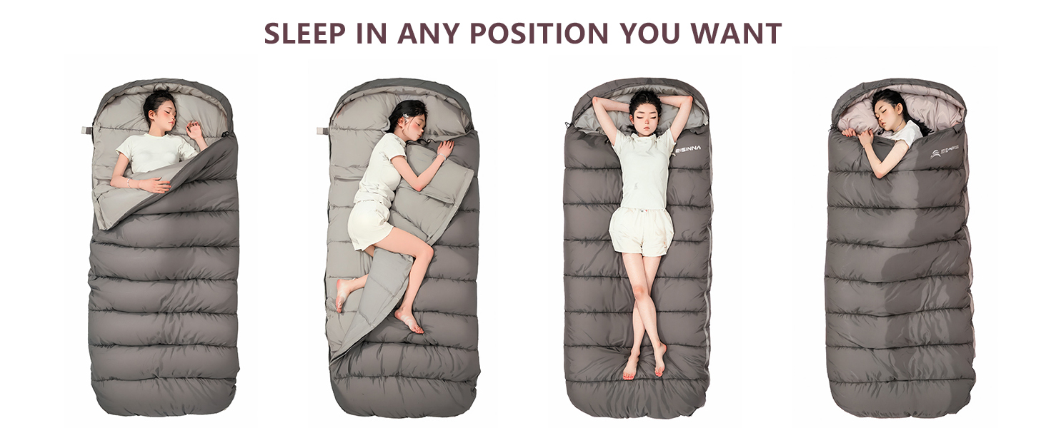 Спальний мішок BISINNA зимовий для дорослих 0°C, XL - великий та широкий, 3,5 кг, для кемпінгу та зимового відпочинку (230x90 см)
