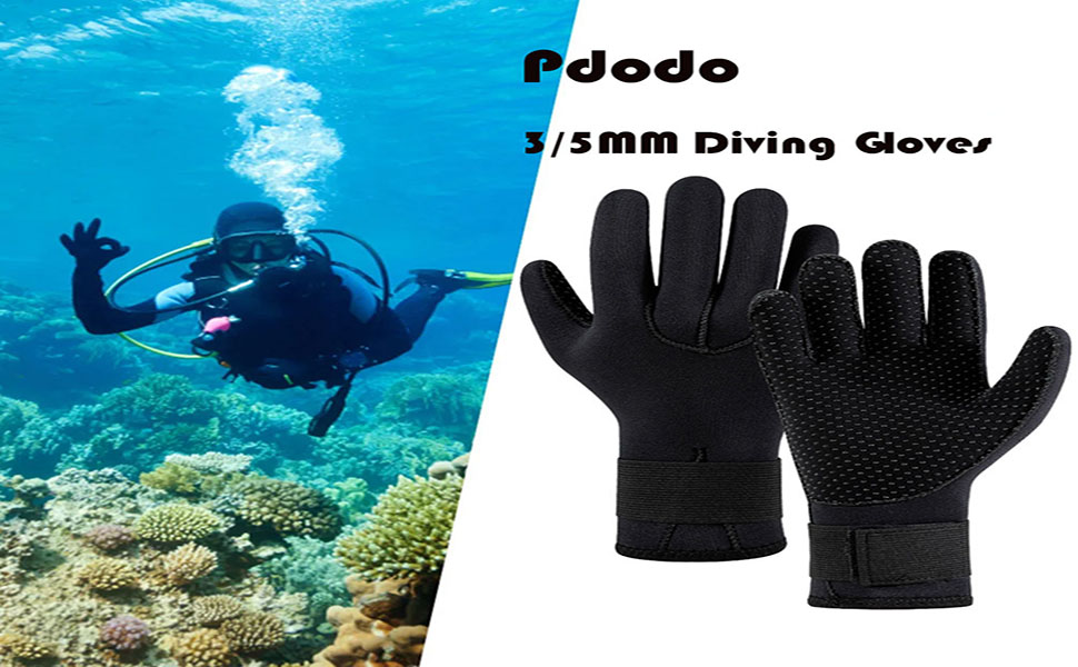 Рукавички для дайвінгу pdodo з неопрену 3/5 мм, чорні, непромокаючі, для чоловіків та жінок, для плавання, серфінгу та риболовлі