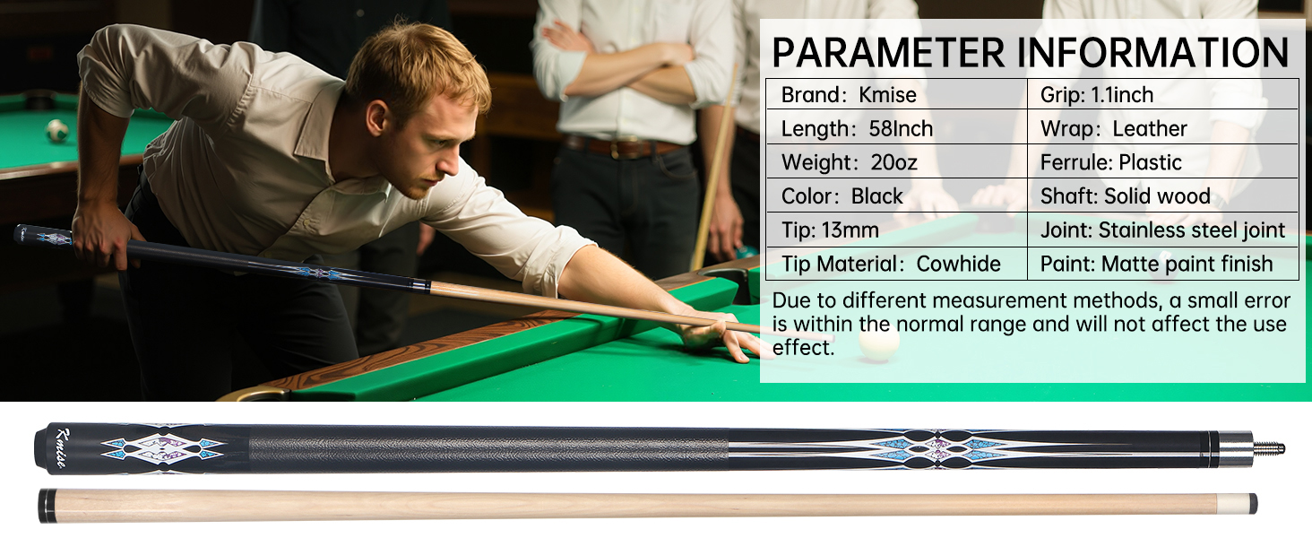 Набір більярдних київ Kmise Pool-Queue-Stick Set – 147 см, канадський клен, професійні, для дорослих, різні кольори