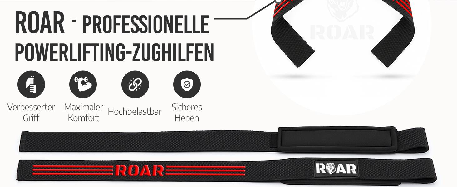 Roar® гучномовні ремені для силових тренувань, бодібілдингу, фітнесу - ремені для підйому штанги - для жінок та чоловіків сірого кольору