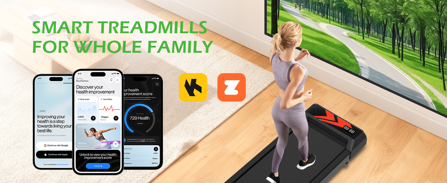 Cozary Walking Pad - біговий килимок для дому з нахилом, робочий стіл, 2-6 км/год, для офісу, з пультом та керуванням через додатки, двигун 2.5HP, LED-дисплей, вантажопідйомність 120 кг