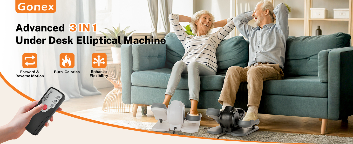 Еліптичний тренажер Gonex під стіл для літніх людей з 10 рівнями опору, тренажер для ніг, як у телепередачі, педальний тренажер, 10 швидкостей та 3 автоматичні режими, чорний