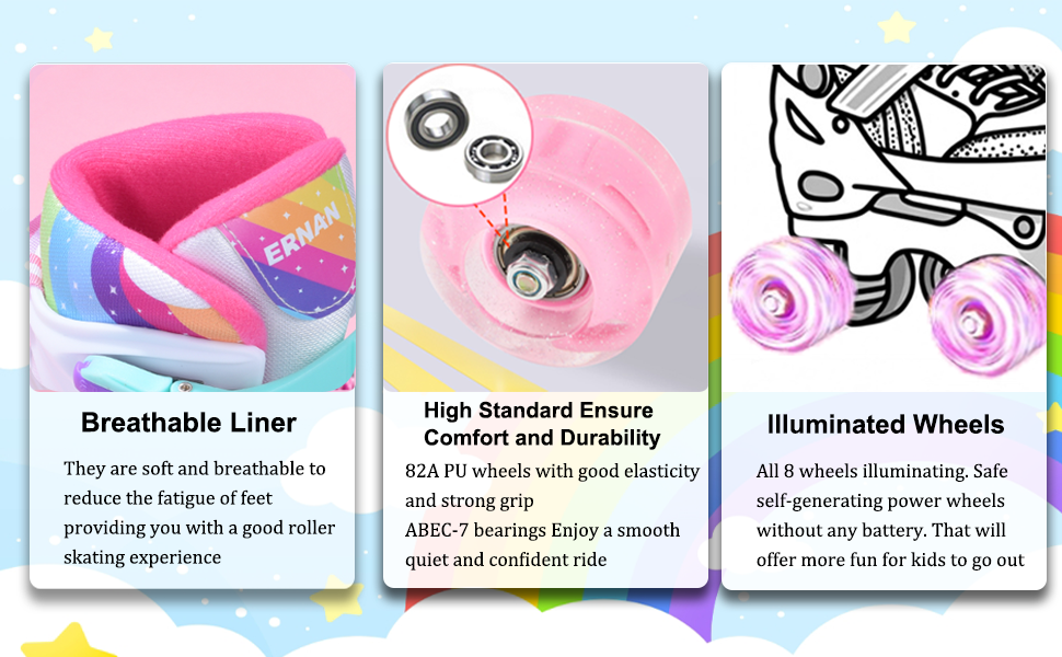 Роликові ковзани для дівчаток ERNAN, регульовані, LED, для підлітків та початківців. 4 розміри, рожевий колір