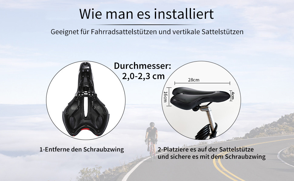 Велосипедний сідло ENJOHOS: водонепроникний, PU, для MTB, Trekking, Tour, шосе, чорний