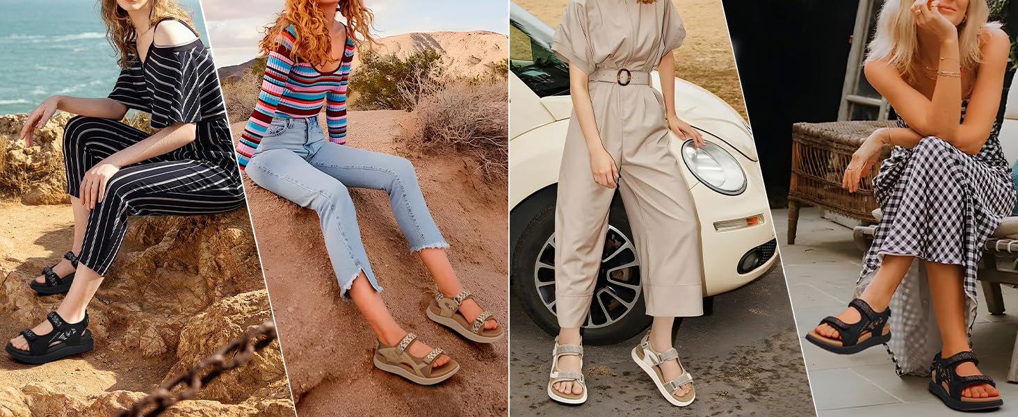 Жіночі трекінгові сандалії KuaiLu: зручні, ортопедичні, для туризму та відпочинку на природі. Легкі, з регульованою застібкою-липучкою, для літа, підходить при фасціїтісу. Колір: бежевий, розмір 39 EU.