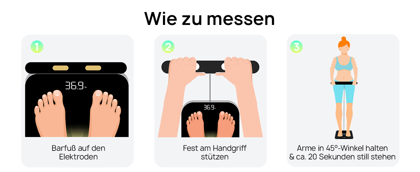 Вага RunSTAR для вимірювання жиру в тілі, персональна вага з 8 електродами, вимірювання ваги, жиру, BMI, м'язової маси та 28 параметрів тіла, додаток, 3 показники, 180 кг, чорний колір