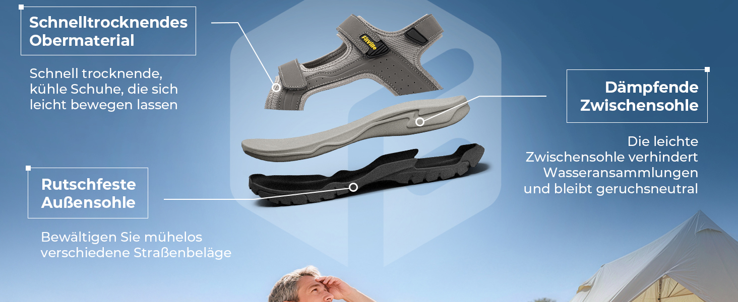 Чоловічі сандалі FitVille Wide для трекінгу та активного відпочинку, шкіра, чорні, 47 EU, з липучкою для широкої ноги