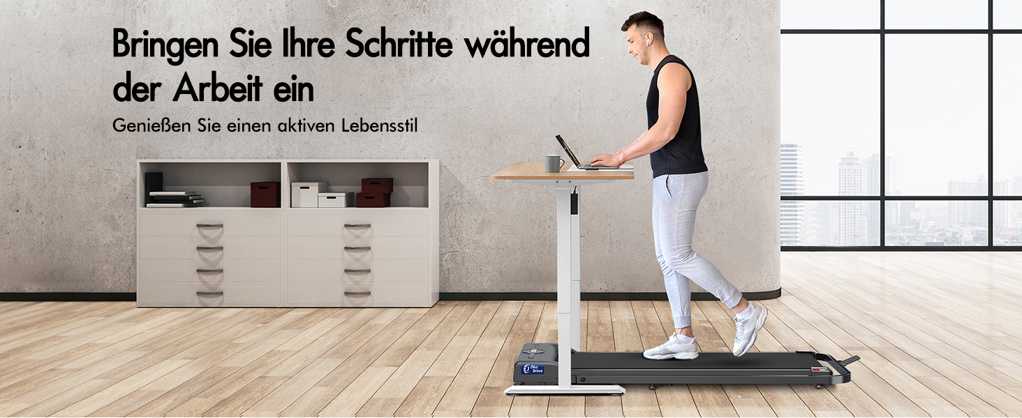 BLACK LORD Intelligentes Gehpad 2-в-1: бігове полотно під стіл для дому та офісу, портативний тренажер для ходьби та бігу з додатком та пультом, запис даних про фітнес SL9H - Чорний (з ручками)