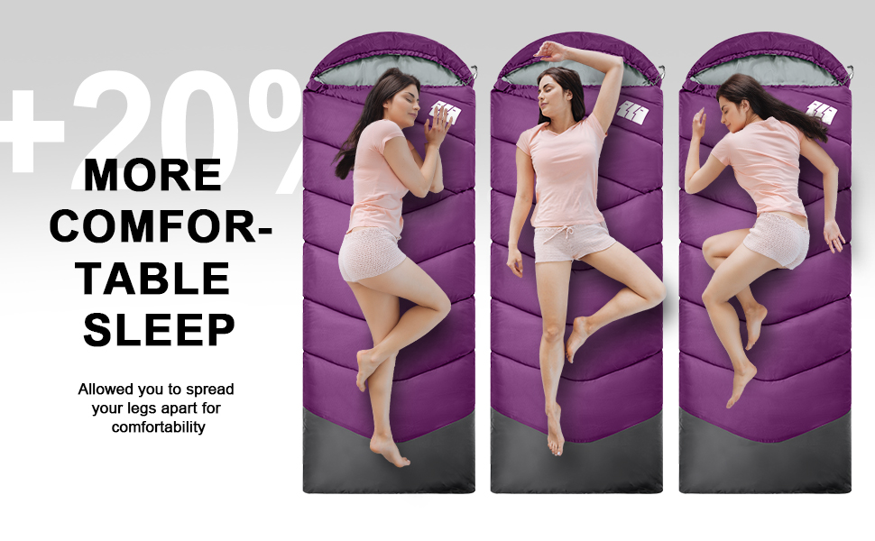 Спальний мішок для дорослих у холодну погоду, водонепроникний, легкий, для великих людей, з компресійним мішком, для кемпінгу, походів, відпочинку на природі та в приміщенні (1,8 кг, фіолетовий)