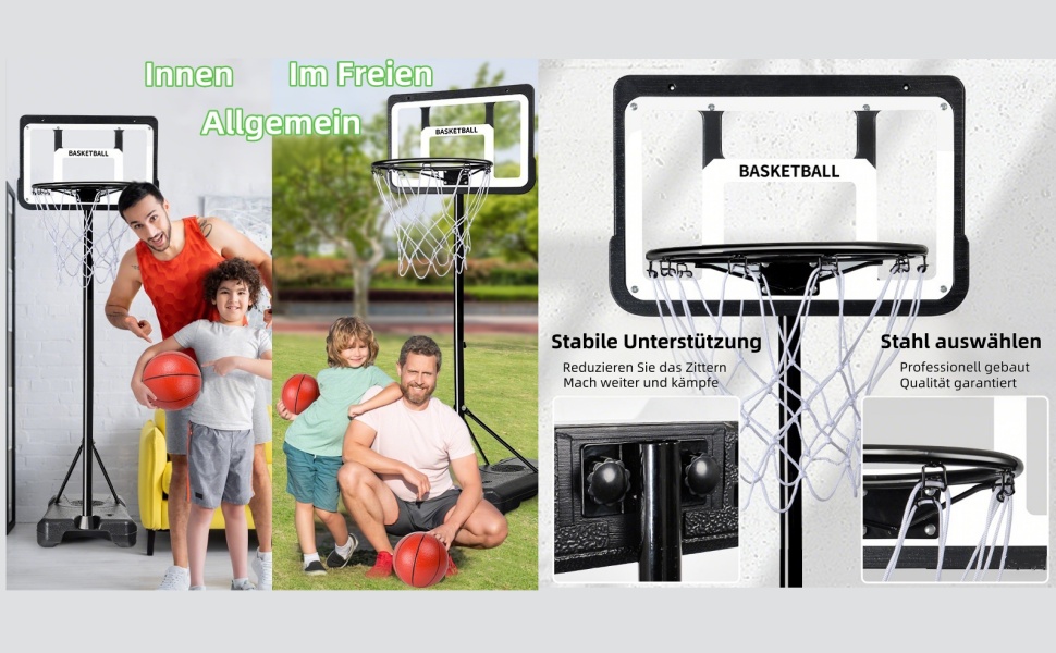 Баскетбольний кошик вуличний з м'ячем та насосом, регульована висота 148-250 см, для дітей 6-12 років