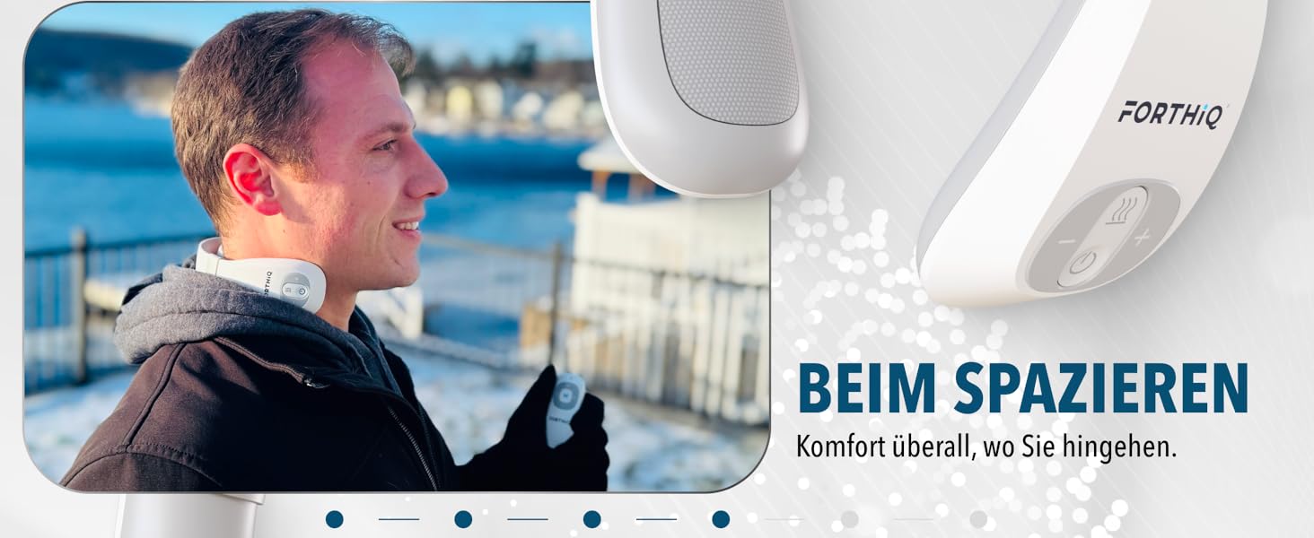 FORTHiQ Масажер для шиї з підігрівом, електричний масажер для шиї, 15 рівнів, портативний, 2025 Edition