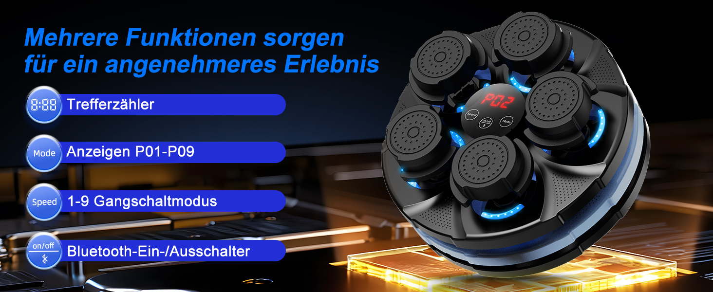 Музична боксерська машина на стіну, професійна модель з Bluetooth, 9 швидкостей та режимів, для дітей та дорослих, чорна