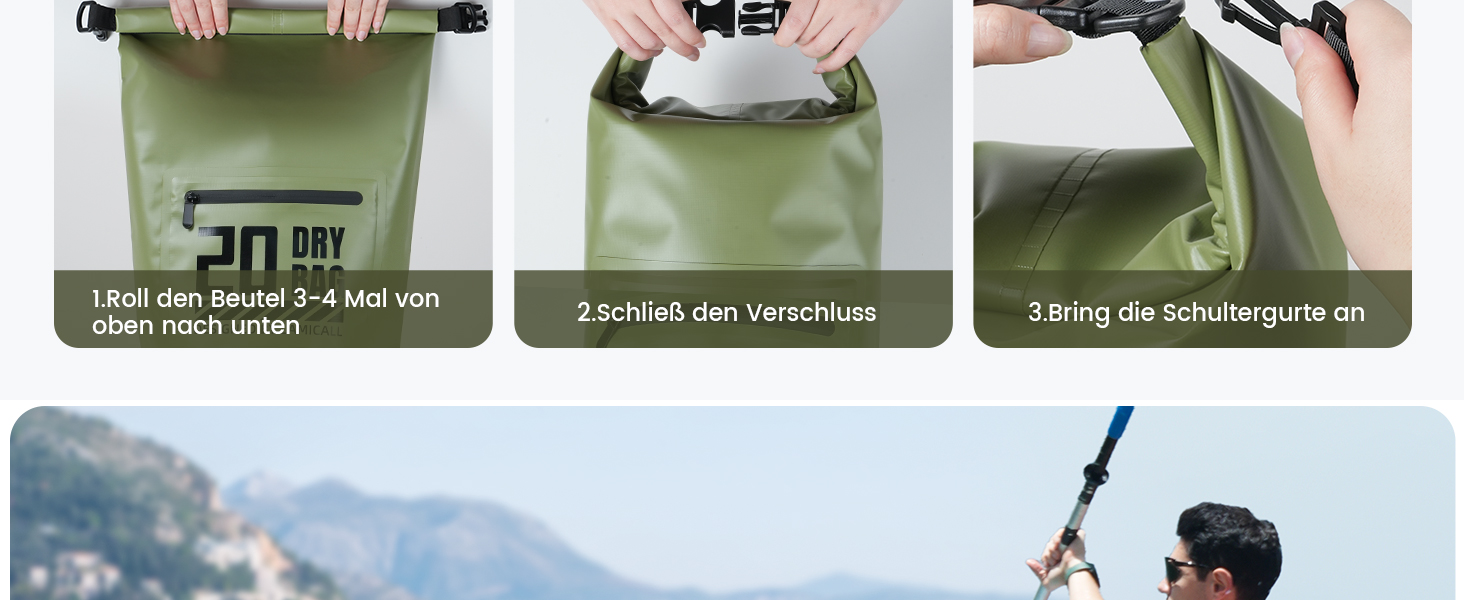 Водонепроникний рюкзак-сумка Dry Bag Lamicall 20L, зелений - міцний, з водонепроникним чохлом для телефону