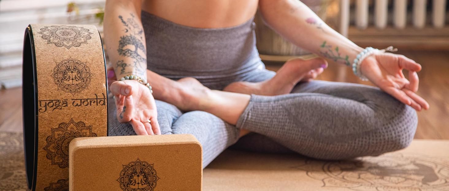Йога-мат Yoga World Alignment, нековзкий TPE, екологічний, 183×66 см, для пілатесу та домашніх тренувань