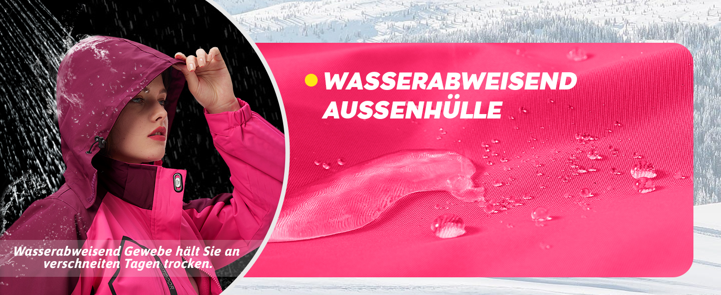 Жіноча 3-в-1 зимова куртка: водонепроникна, вітрозахисна, з флісовою підкладкою та знімним капюшоном, рожевого кольору