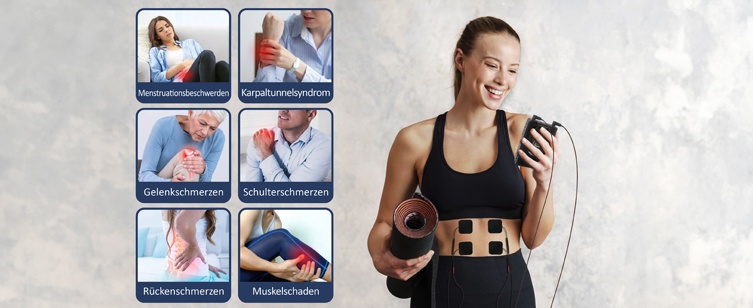 iStim EV-804 TENS/EMS: 2-канальний масажер для зняття болю та м'язової стимуляції – 24 програми, 7 режимів, 8 електродів, для спини, шиї, колін