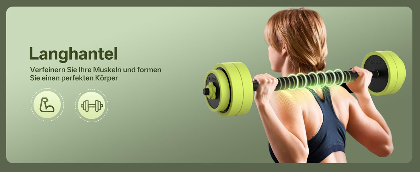 PASYOU Набір гантелей регульовані 20 кг 4 в 1: гантелі, гиря, гантелі з'єднувачем, штанга для домашніх тренувань (зелений)