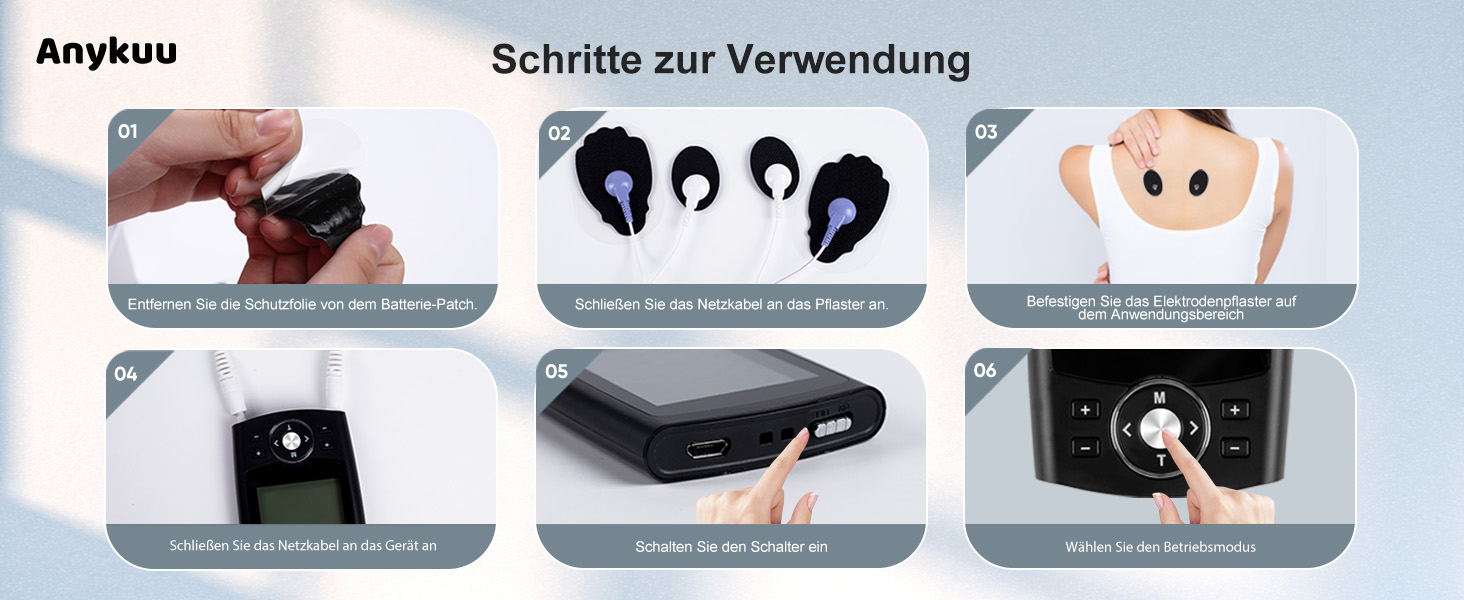 EMS масажер TENS з 36 програмами та 10 електродів для зняття болю та масажу, 2 канали, акумуляторний