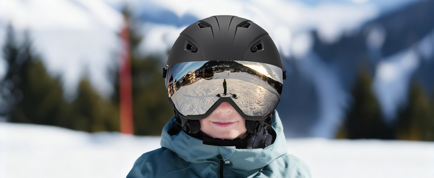 Шолом для лиж та сноуборду з маскою UV400, білий, унісекс, M