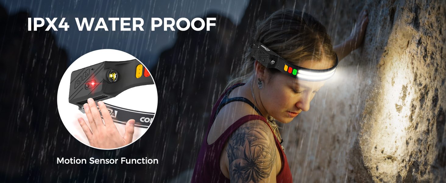 Налобний ліхтар COPPA H4C LED з акумулятором (2 шт.) з функцією Floodlight та Spotlight. Білий, жовтий, червоний, зелений. Датчик руху для дітей, кемпінгу, бігу, риболовлі, альпінізму, ремонту, джогінгу