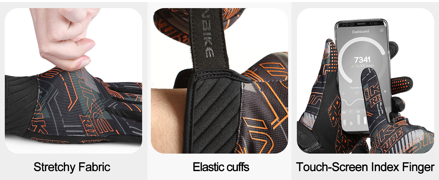 Велосипедні рукавички INBIKE для чоловіків, бігові рукавички, ударостійкі, еластичні, світловідбиваючі, дихаючі, помаранчеві, XXL