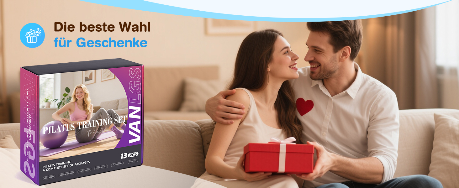 Набір для пілатесу 13 шт: кільце 13', м'яч 10' та еластичні стрічки для жінок вдома. Комплект обладнання для пілатесу для початківців, стрічки та аксесуари (блакитний)