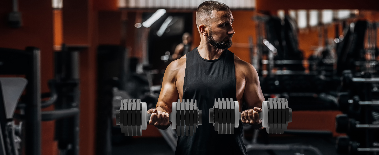 Регульовані гантелі EnterSports 12/18/27 кг з неслизькими ручками для дому, офісу, фітнес-залу. Комплект 27 кг