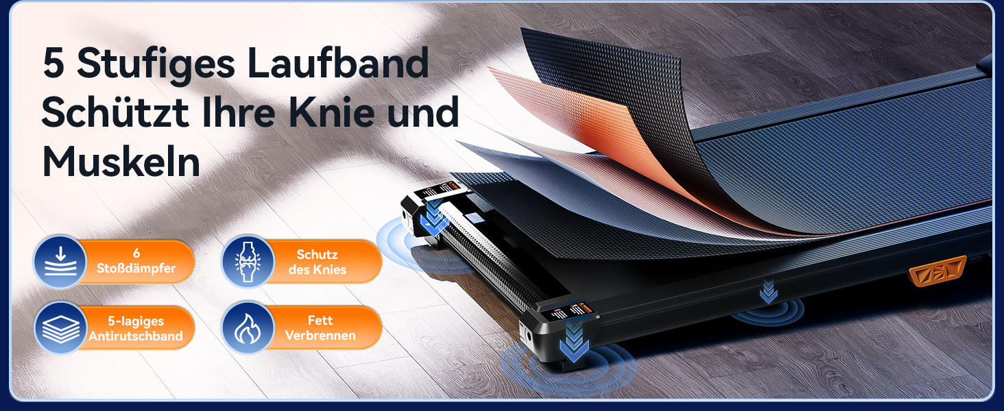 Бігова доріжка AnyLife з регулюванням нахилу, компактний, тихий, LED-дисплей, для дому, чорний, до 150 кг