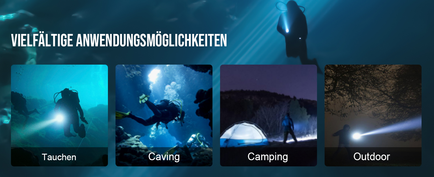 Ліхтар під водою Trustfire DF006, 2300 люмен, 100 метрів глибини, 3 режими, перезаряджається, з петлею, чорний