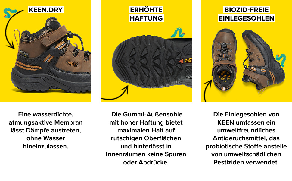 KEEN Targhee Mid WP - водонепроникні трекінгові черевики для дітей та дорослих, Dark Earth Golden Brown