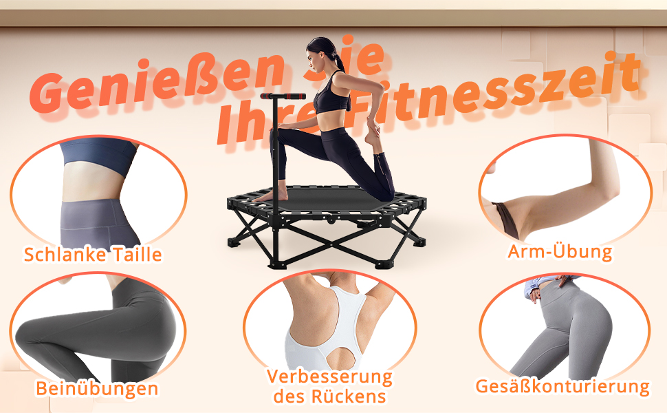 Трамплін для фітнесу в приміщенні, 106 см, з регульованими ручками, вантажопідйомність 200 кг, для фітнесу та аеробіки, складаний та портативний