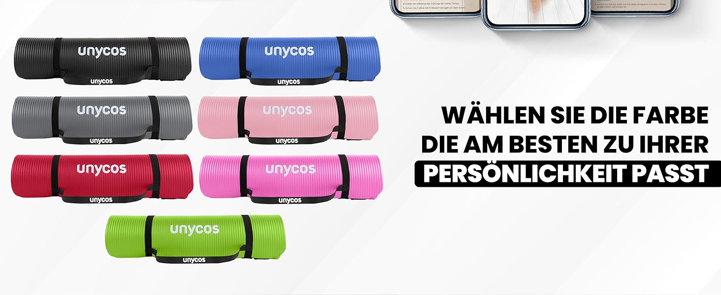 Килимок для йоги Unycos з антиковзаючою поверхнею, високої щільності 6/10/15 мм, для фітнесу, пілатесу та тренувань. Зручний ремінь для перенесення та електронною книгою. Колір: фіолетовий (#03), розмір: 183*60*1 см