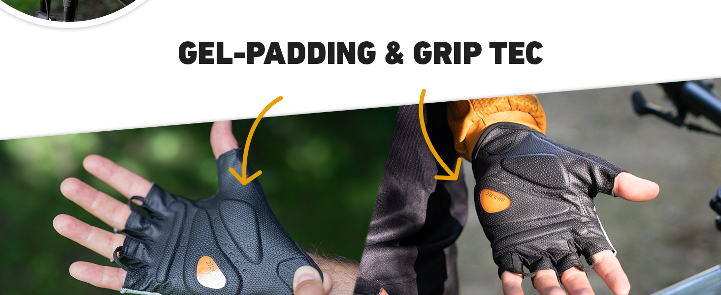 Велосипедні рукавички Valkental® з підкладкою | М'які та дихаючі | Для чоловіків та жінок | Безпальцеві рукавички для MTB/шосе/трекінгу | Короткі та легкі рукавички з відбиваючими елементами L Advanced
