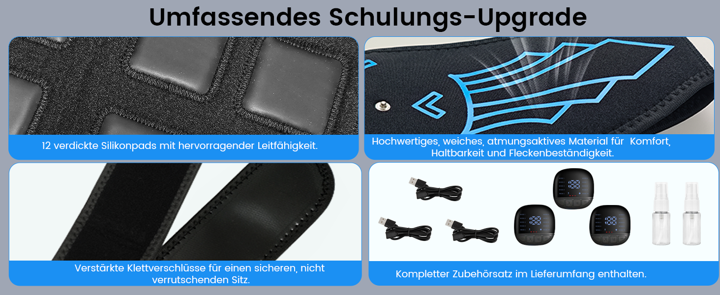 EMS тренажер для пресу, електричний з 10 режимів та 30 інтенсивностями, пристрій для тренувань EMS, зарядка Type-C, для формування м'язів пресу, показник витрати калорій