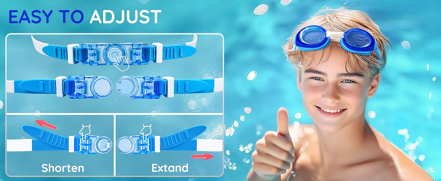 Дитячі окуляри для плавання MOMUSE (2 шт.) з регульованим носовим упором, герметичні, протизапітні, для хлопчиків та дівчаток 4-16 років