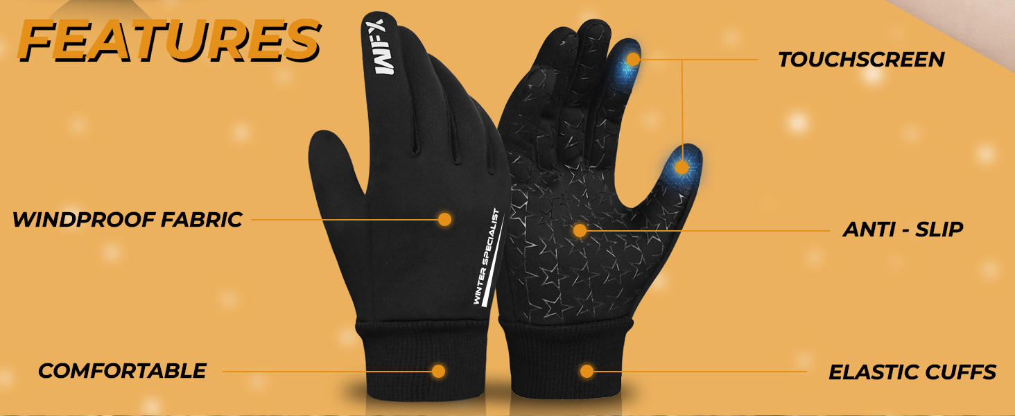 Зимові спортивні рукавички WFX для дітей, сенсорний екран, антиковзаючі, термо, для бігу, походів, катання на лижах та активного відпочинку, вітронепроникні, теплі, велосипедні рукавички для хлопчиків та дівчаток (10-12 років)