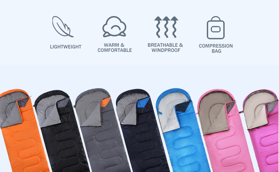 Спальний мішок для дорослих, туристів та дітей. Легкий, водонепроникний, для холодної погоди. Підходить для кемпінгу, хайкінгу, подорожей, полювання. Колір: темно-синій, розмір L