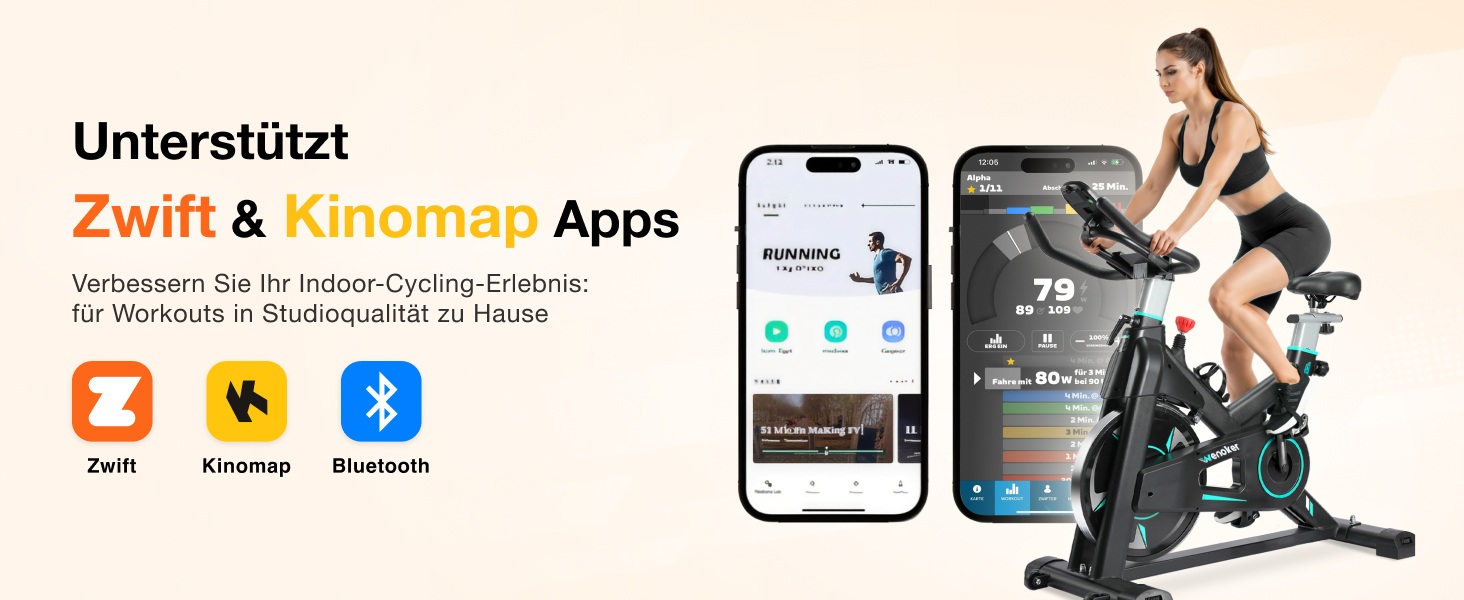 WENOKER Велотренажер для дому з магнітним опором, Indoor Bike з LCD-монітором, тиха робота, важке махове колесо, турецький колір