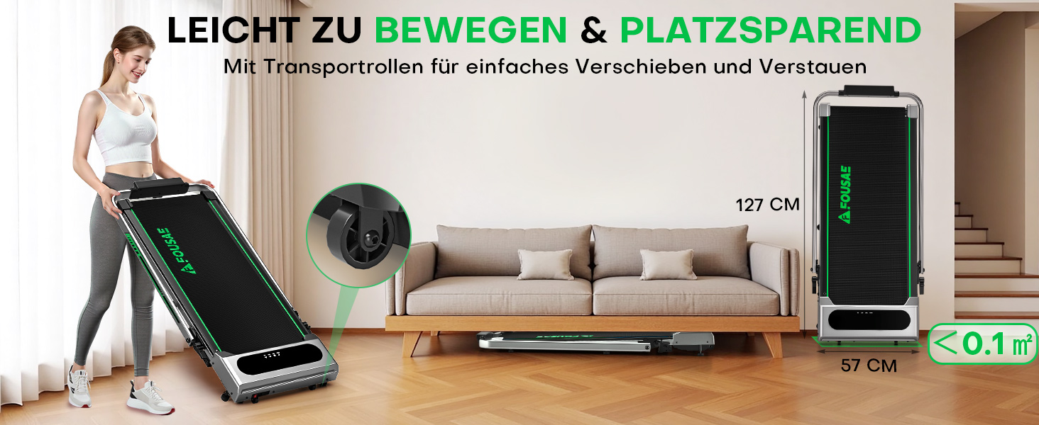 Біговий тренажер для дому 5-в-1, Klappbar Laufband, 12 км/год, 9% нахил, 2.75HP безщітковий мотор, LED-дисплей, сумісність з додатком, 12 програм, подвійна функція (срібно-зелений)