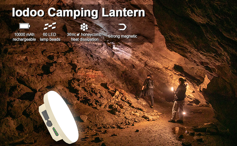 Ліхтар кемпінговий LED 2000 люмен з акумулятором 9900mAh, 30W, бежевий. Ліхтар для намету, пошуковий прожектор, аварійне освітлення для походу, кемпінгу, відключень електроенергії