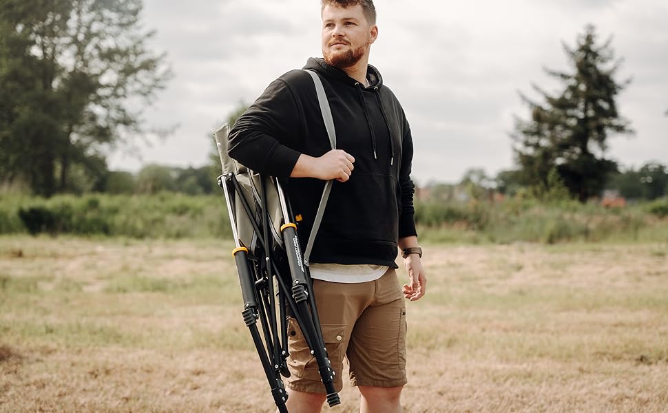 Крісло для кемпінгу CAMPWERK зі спинкою, розкладне, з підстаканником, легке в збиранні, преміум-якість
