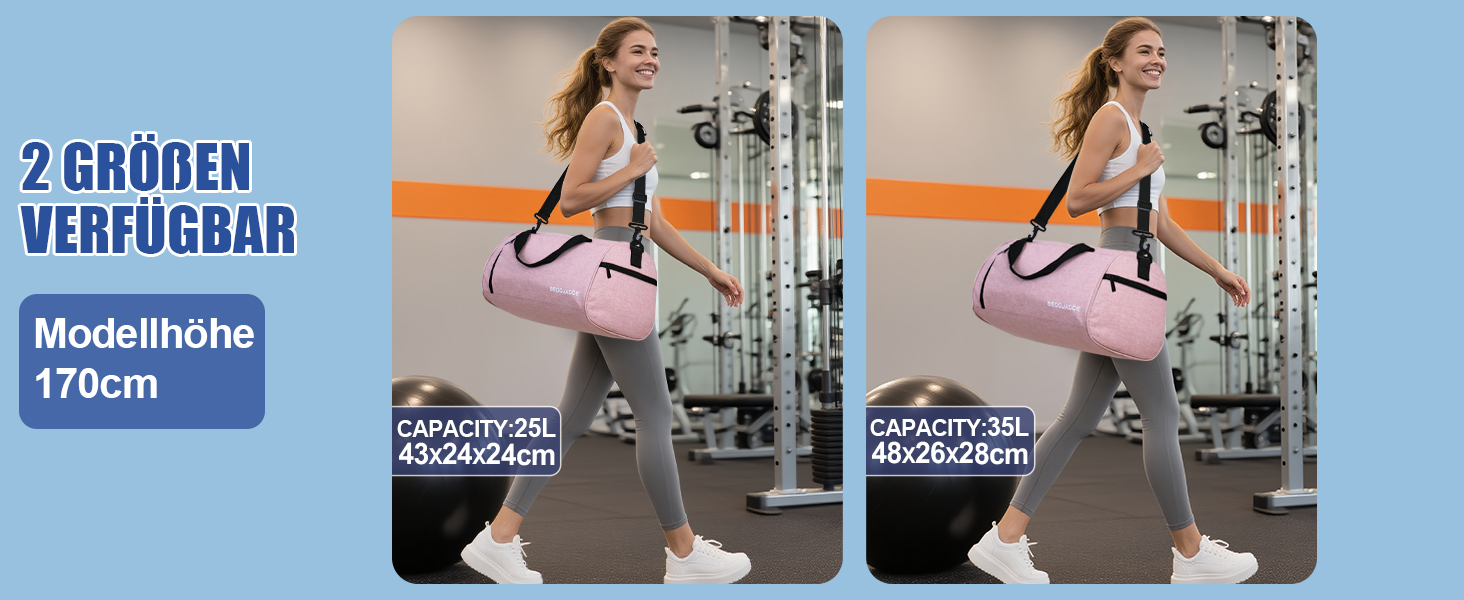 Спортивна сумка-дуфел для чоловіків та жінок з відділенням для взуття та мокрих речей, водонепроникна ручна поклажа (35L, сірий)