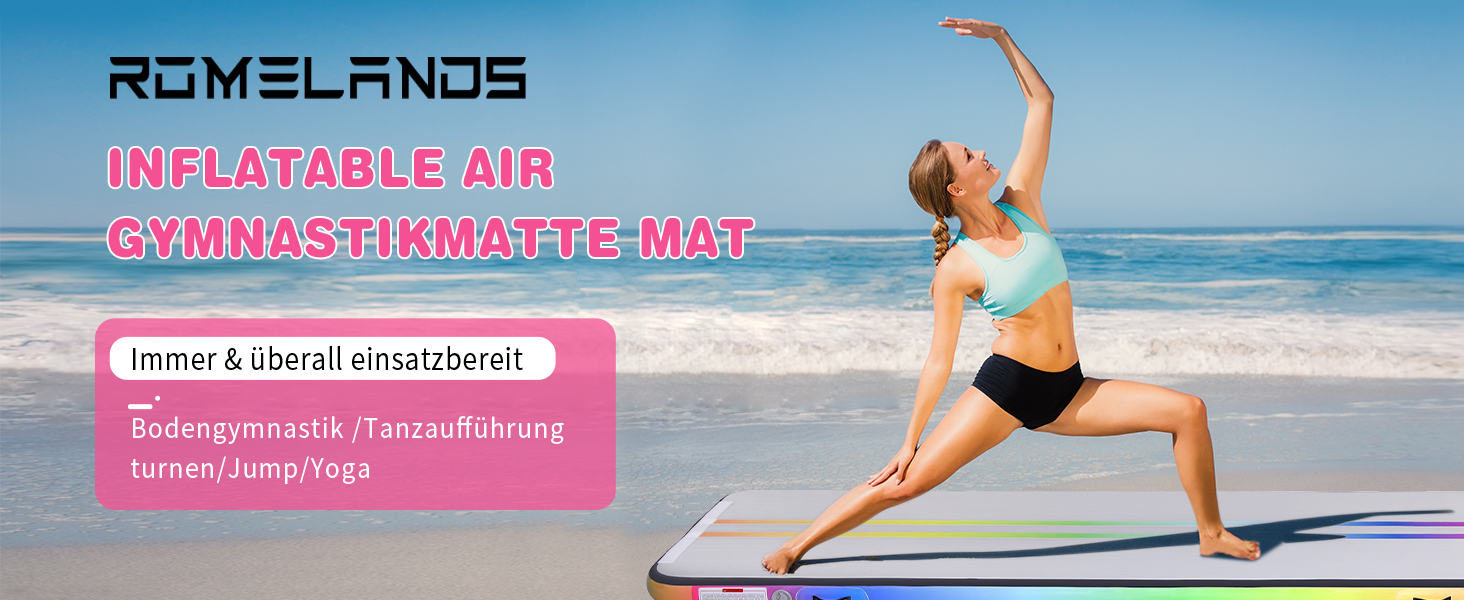Надувна мат для гімнастики ROMELANDS 3M/4M/5M, 10 см, для йоги, таekwondo, тренувань