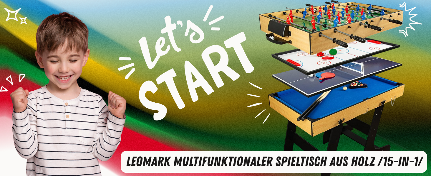 Leomark Multigame Ігровий стіл 4в1: Футбол, Білліард, Хокей, Теніс з аксесуарами для багатокористувацької гри
