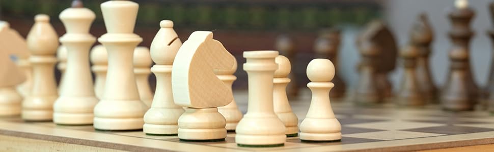 Дерев'яний складаний шаховий набір 38 см з інкрустацією з махагоні та клена, фігури 7,6 см, інкрустація клен та горіх