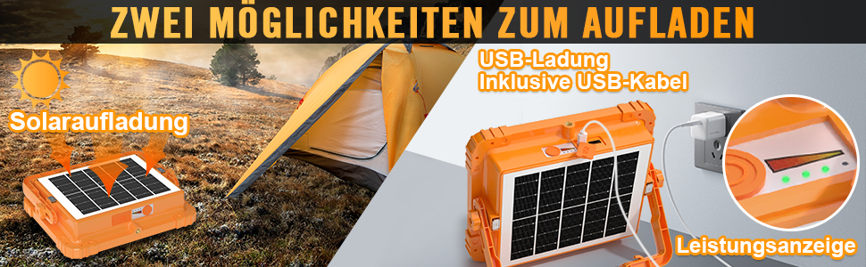 Акумуляторний сонячний прожектор Baustrahler 100W з 466 LED, 10000LM, USB, IP66, для будівництва, кемпінгу, гаража, надзвичайних ситуацій